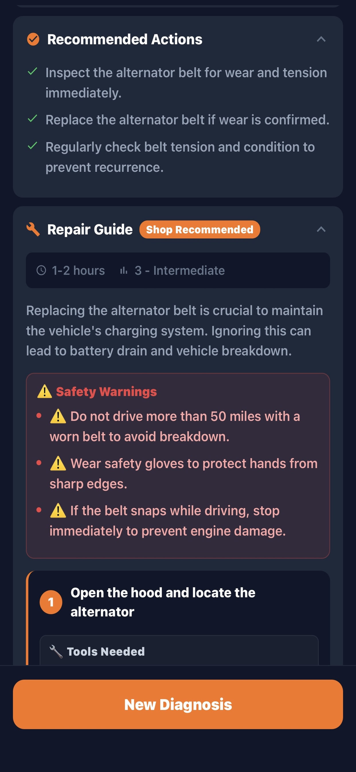 Step-by-step DIY guide screen